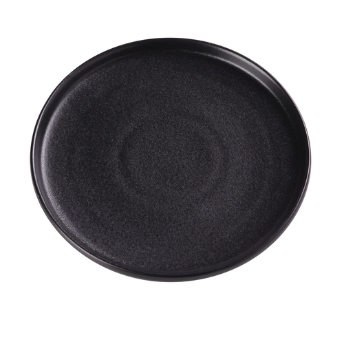 Yanco China NB-107 Noble Black Porcelain 7.5" dia. Rolled Edge Plate - 3 Doz