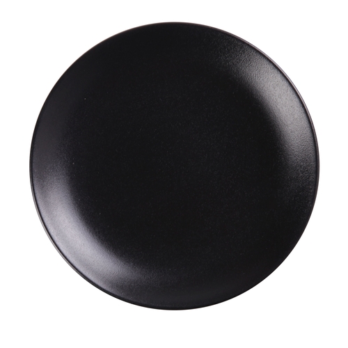Yanco China NB-312 Noble Black Porcelain 12.5" dia. Rolled Edge Coupe Plate