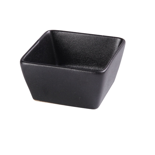 Yanco China NB-4031 Noble Black Porcelain 3 oz. Square Sauce Dish - 4 Doz
