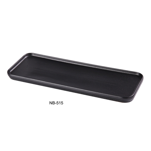 Yanco China NB-515 Noble Black Porcelain 15.5" x 5.5" Rectangular Plate - 1 Doz