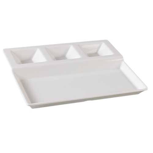 Yanco China NC-2520 Nu-Classic White Melamine 4 Compartment Plate - 1 Doz