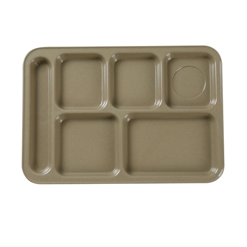 Yanco China NC-801S Nu-Classic Sand Melamine 14" x 10" 6 Compartment Tray- 1 Doz