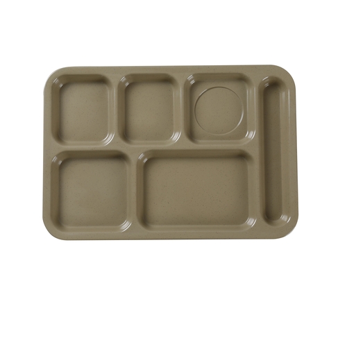 Yanco China NC-802S Nu-Classic Sand Melamine 14" x 10" 6 Compartment Tray- 1 Doz