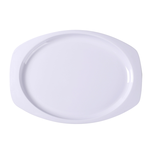 Yanco China NS-209W Nessico White Melamine 9.5" x 6.75" Heavy Weight Platter