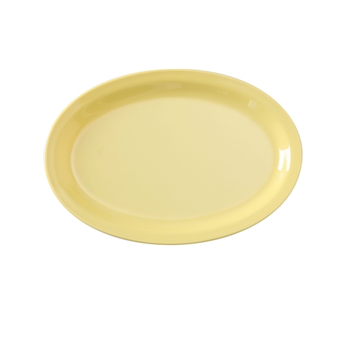 Yanco China NS-513Y Nessico Yellow Melamine 13" x 8.5" Oval Narrow Rim Platter