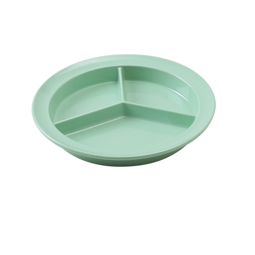 Yanco China NS-701G Nessico Green Melamine 8.75" dia. 3 Compartment Deep Plate