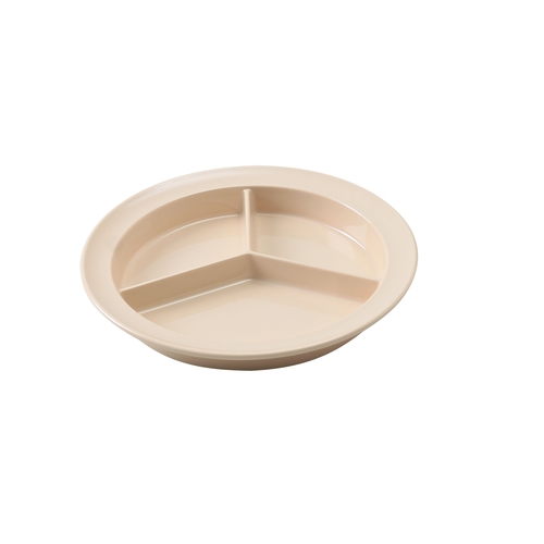 Yanco China NS-701T Nessico Tan Melamine 8.75" dia. 3 Compartment Deep Plate
