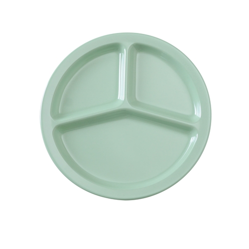 Yanco China NS-702G Nessico Green Melamine 10" dia. 3 Compartment Plate - 2 Doz