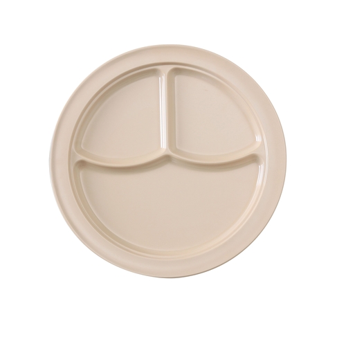 Yanco China NS-703T Nessico Tan Melamine 10.25" dia. 3 Compartment Plate - 2 Doz