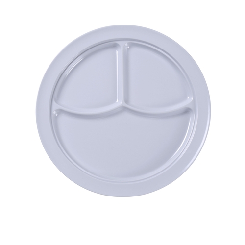 Yanco China NS-703W Nessico White Melamine 10.25" dia. 3 Compartment Plate-2 Doz