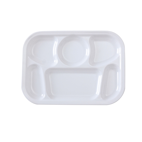 Yanco China NS-803W Nessico White Melamine 13" x 9.5" 6 Compartment Plate- 1 Doz