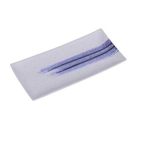 Yanco China OC-3110 Ocean White/Blue Porcelain 10" x 4.25" Sushi Plate - 2 Doz