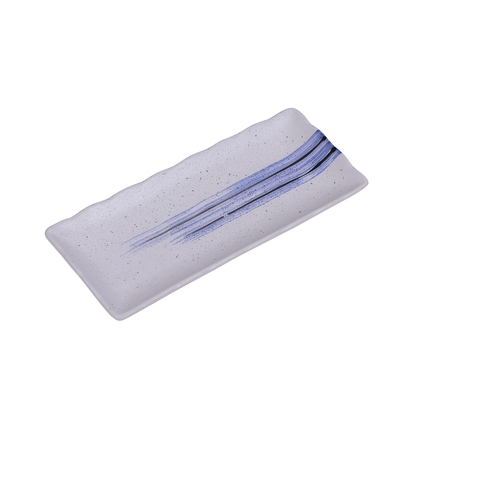 Yanco China OC-3112 Ocean White/Blue Porcelain 12.5" x 5.5" Sushi Plate - 1 Doz