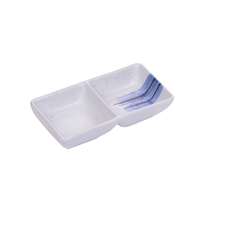 Yanco China OC-4031 Ocean White/Blue Porcelain 2 oz. Double Sauce Dish - 3 Doz