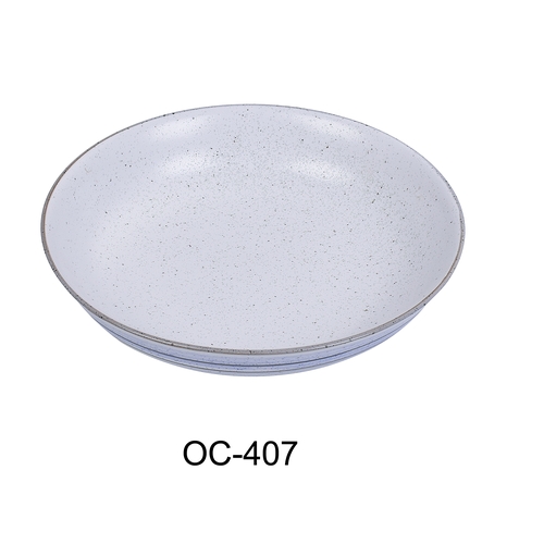 Yanco China OC-407 Ocean White/Blue Porcelain 10 oz. 7" dia. Deep Soup Plate