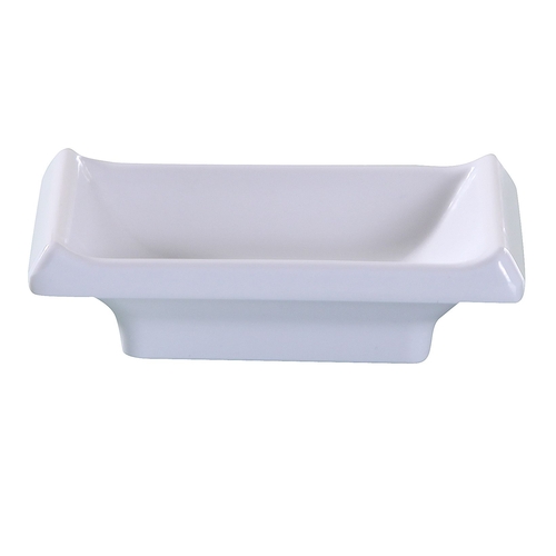 Yanco China OK-4046 Osaka White Melamine 1 oz. Rectangular Sauce Dish - 6 Doz