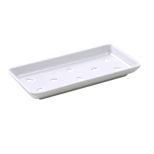 Yanco China OK-608 Osaka White Melamine 8" x 3.75" Rectangular Platter - 4 Doz