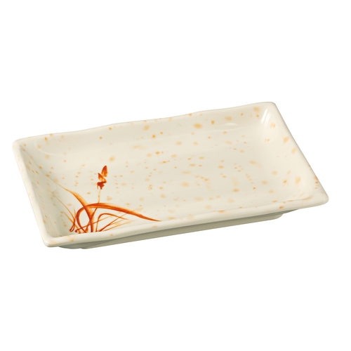 Yanco China OR-2408 Orchis Asian Pattern Melamine 9 oz. 8" x 5.5" Sauce Plate