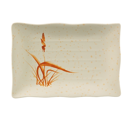 Yanco China OR-2416 Orchis Asian Pattern Melamine 16" x 10.5" Platter - 1 Doz