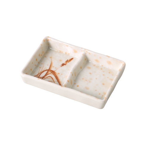 Yanco China OR-4031 Orchis Asian Pattern Melamine 2 oz. Divided Sauce Dish-6 Doz
