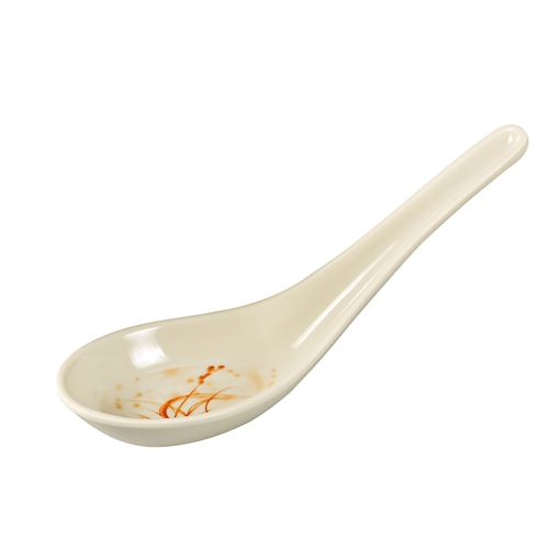 Yanco China OR-7001 Orchis Asian Pattern Melamine 5.5" Wonton Soup Spoon - 6 Doz