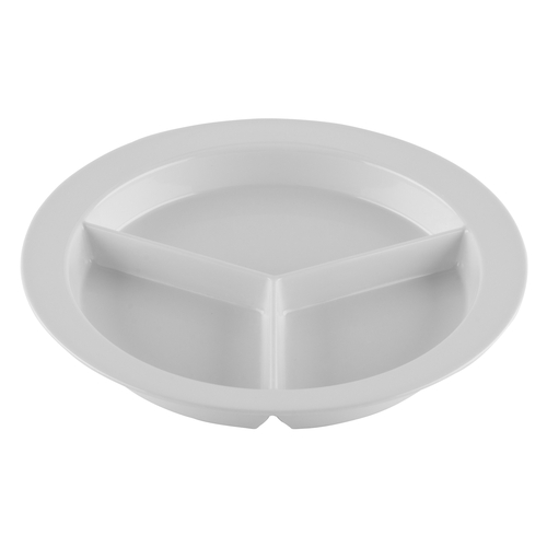 GET P-1530-W Supermel White Polycarbonate 9" dia. 3-Compartment Plate
