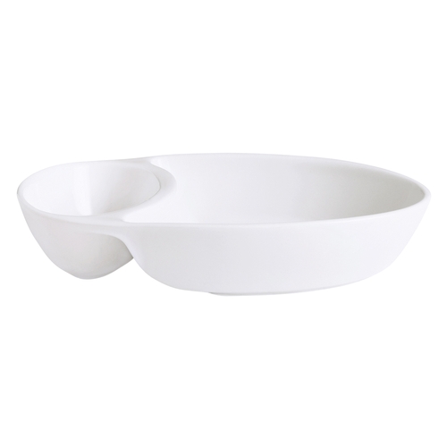 GET PA1101439712 Corona Actualite Bright White Porcelain Chip & Dip Dish
