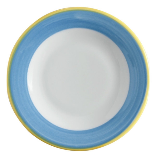 GET PA1601902024 Corona Calypso Blue Porcelain 8" dia. Rolled Edge Plate