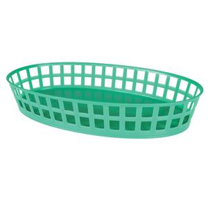Thunder Group PLBK912G 7-4/8" x 4-3/5" Stackable Oval Fast Food Basket - Green-1Doz