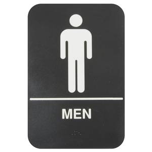 Thunder Group PLIS6952BK 6" x 9" "Men" Information Sign w/ Braille