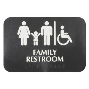 Thunder Group PLIS9601BK 9" x 3" "Family Restroom" Information Symbol Sign w/ Braille
