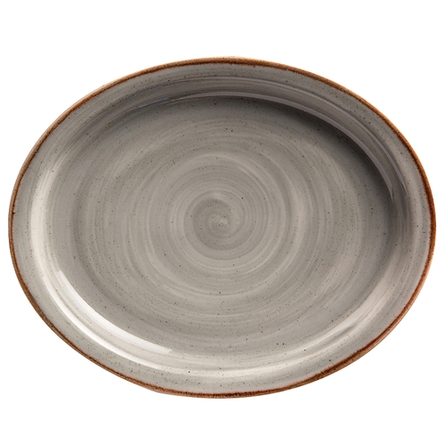 GET PP1607807712 Corona Artisan Grey Porcelain 11.75" x 9.7" Oval Platter
