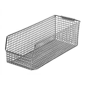 Quantum Food Service QMB534C 15x6x5 Chrome Rectangular Mesh Stacking/Hanging Bin 10 Pack