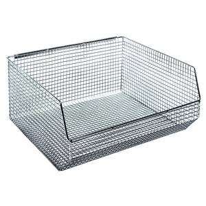 Quantum Food Service QMB550C 14-1/2x16-1/4x7 Chrome Rectangular Mesh Stacking/Hanging Bin