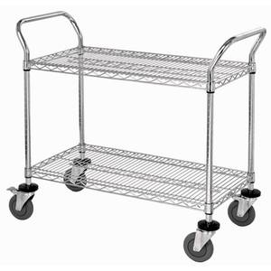 Quantum Food Service WRSC-2448-2 48x24x37-1/2 304 Stainless Steel 2 Wire Shelf Utility Cart