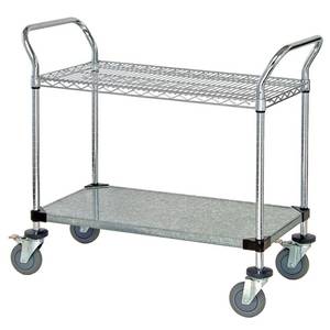 Quantum Food Service WRSC-1842-2 42x18x37-1/2 304 Stainless Steel 2 Wire Shelf Utility Cart