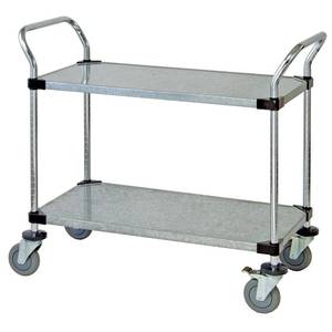 Quantum Food Service WRSC-1836-2SS 36x18x37-1/2 304 Stainless 2 Solid Shelf Utility Cart