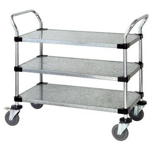 Quantum Food Service WRSC-2448-3SS 48x24x37-1/2 304 Stainless Steel 3 Solid Shelf Utility Cart
