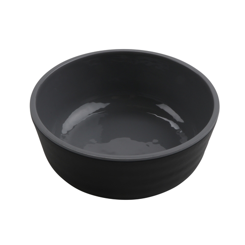 GET RB-15-GRS/BKM Roca Gray/Black Melamine 16 oz. Glazed Soup Bowl - 2 Doz
