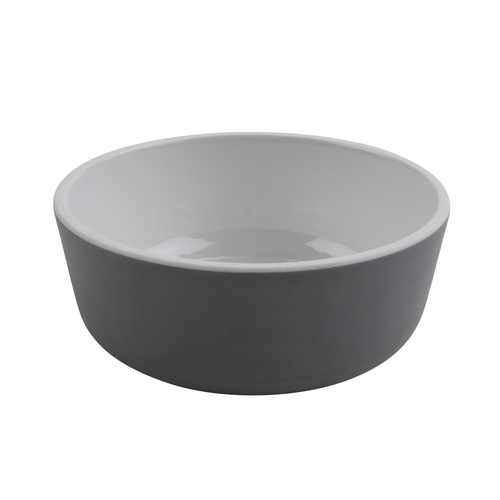 GET RB-15-WS/GRM Roca Glazed White/Gray Melamine 16 oz.Soup Bowl - 2 Doz
