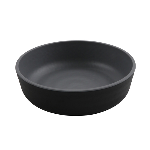 GET RB-7-GRM/BKM Roca Low Street Gray/Black Melamine 24 oz. Bowl - 1 Doz