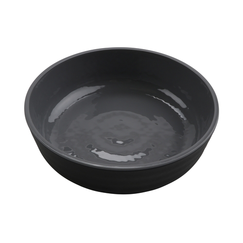 GET RB-7-GRS/BKM Roca Glazed Low Street Gray/Black Melamine 24 oz. Bowl-1 Doz