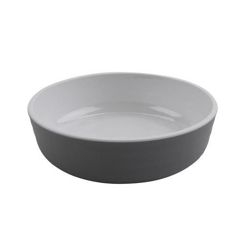 GET RB-7-WS/GRM Roca Glazed Low Street White/Gray Melamine 24 oz. Bowl-1 Doz