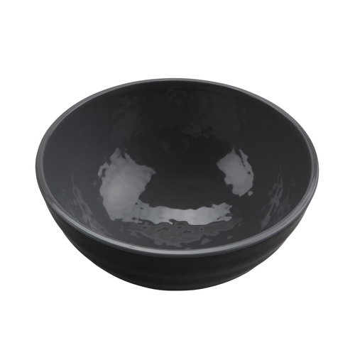 GET RB-70-GRS/BKM Roca Glazed Gray/Black Melamine 32 oz. Ramen Bowl - 1 Doz