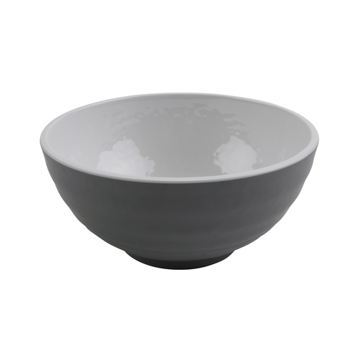 GET RB-70-WS/GRM Roca Glazed White/Gray Melamine 32 oz. Ramen Bowl - 1 Doz