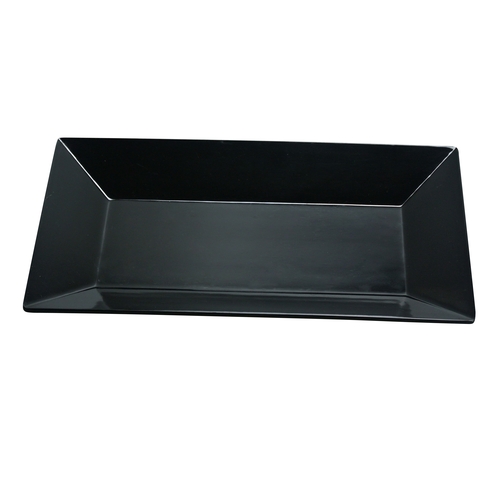 Yanco China RM-210BK Rome Black Melamine 10" x 6" Rectangular Plate - 2 Doz