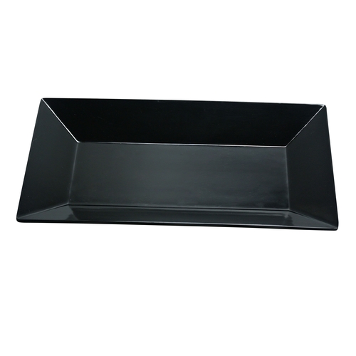 Yanco China RM-216BK Rome Black Melamine 16" x 9.5" Rectangular Plate - 1 Doz