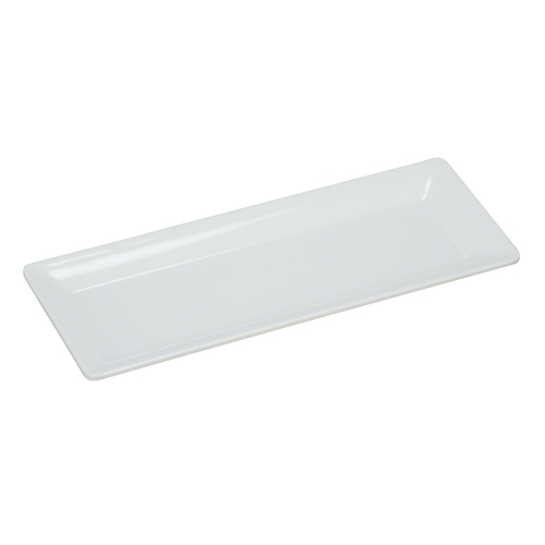 Yanco China RM-4308 Rome White Melamine 9.25" x 3.5" Rectangular Plate - 4 Doz