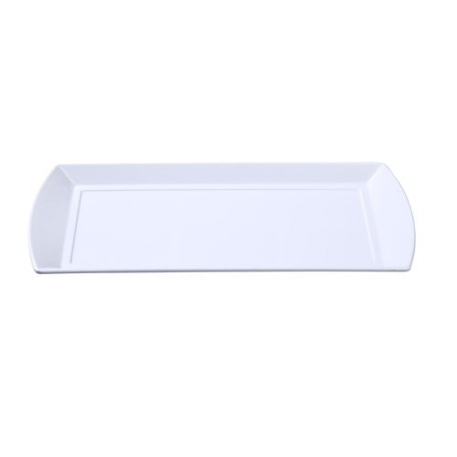 Yanco China RM-4407 Rome White Melamine 13.75" x 6.5" Rectangular Plate - 2 Doz