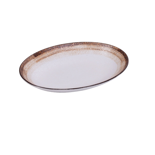Yanco China RO-2914 Rockeye-2 Glazed Porcelain 36 oz. 14"x 10.5" Deep Oval Plate